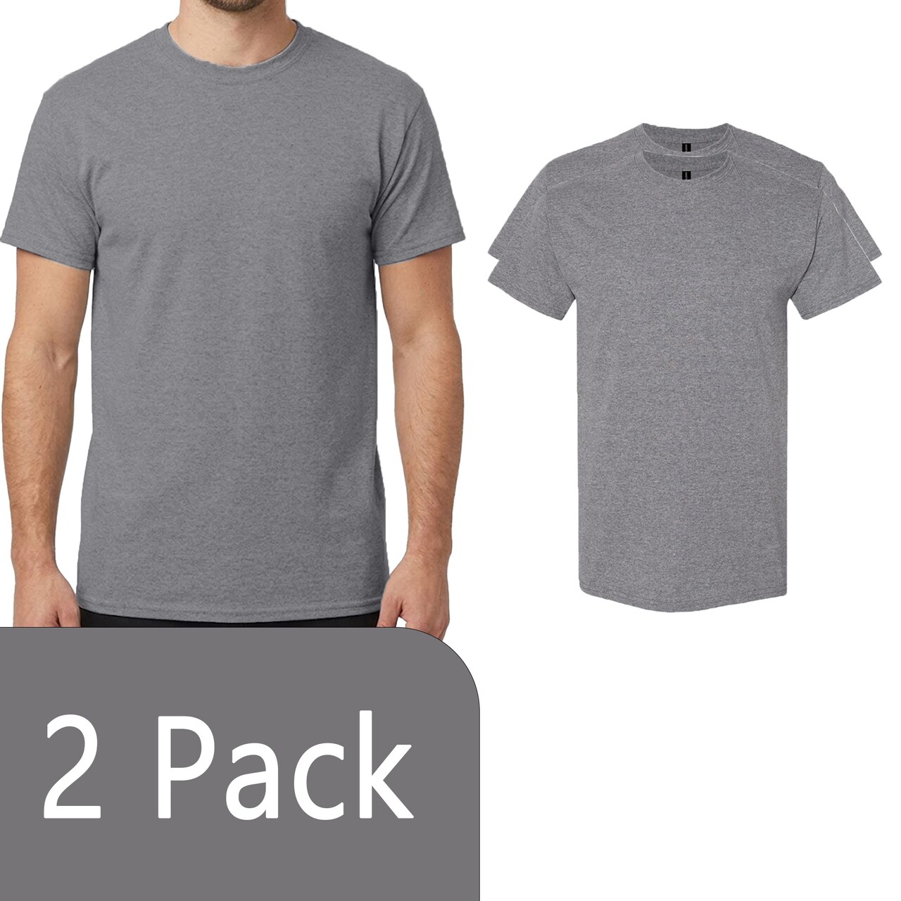 Gildan Heavy Cotton Crewneck T-Shirt Craft Bundle, Graphite Heather Unisex Short Sleeve Blanks for DIY Printing